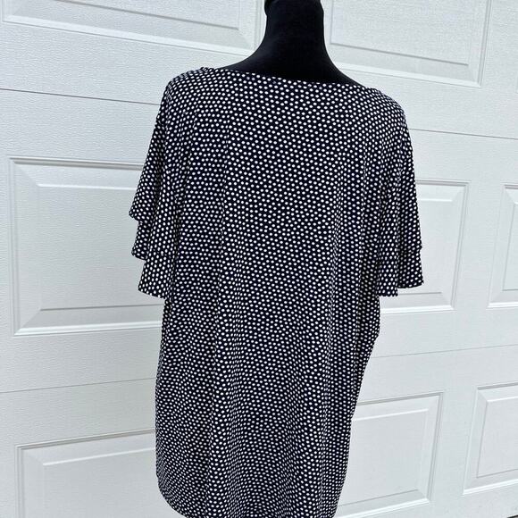 ADRIANNA PAPELL navy white dots, scoop neck short sleeve women’s size 2X top - Picture 4 of 9
